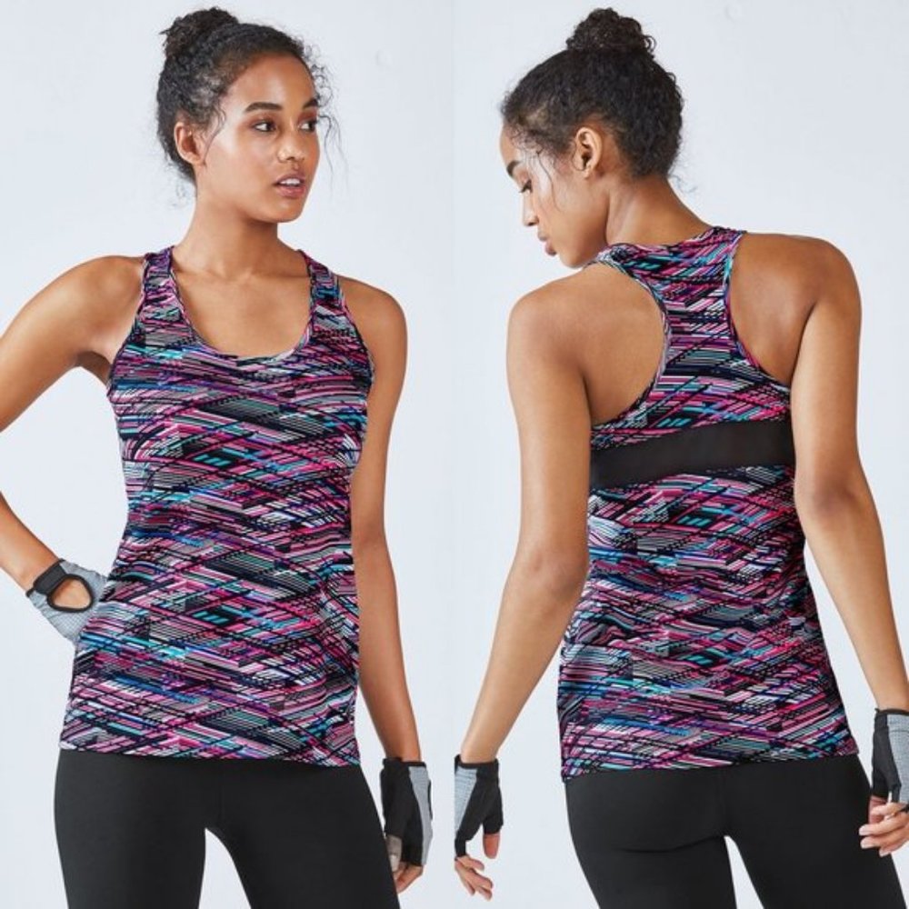 Fabletics Purple Digital Print Mary Racerbank Tank